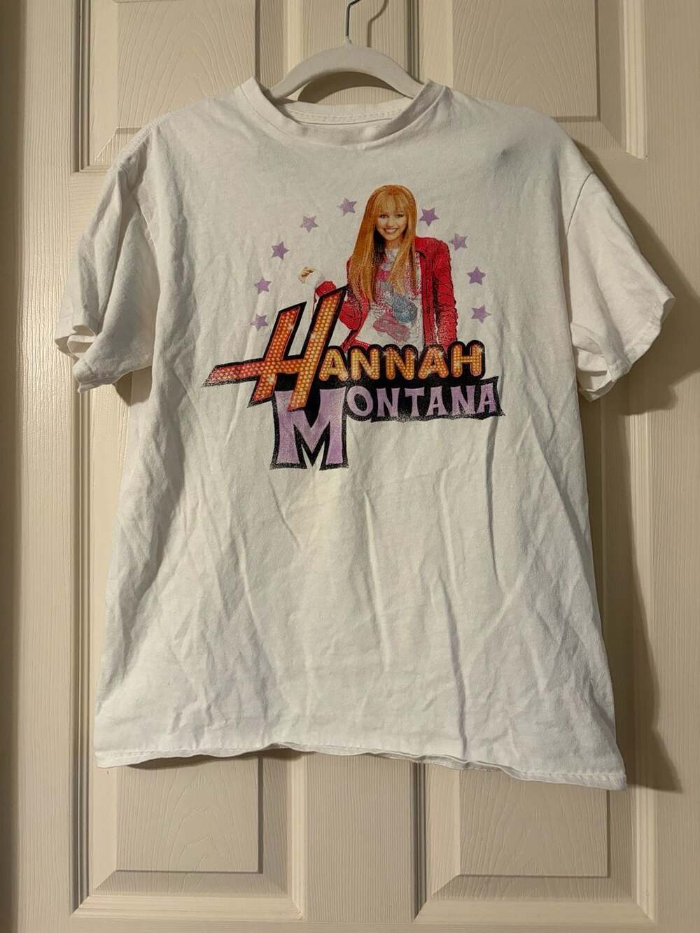 Disney Hannah Montana Miley Cyrus Graphic T-Shirt White Size M